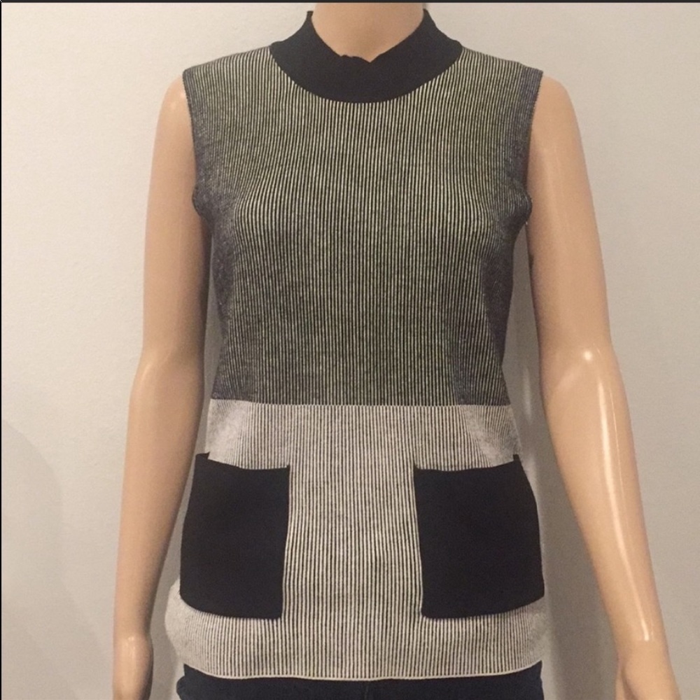 KENNETH COLE black/White sleeveless blouse Size S
